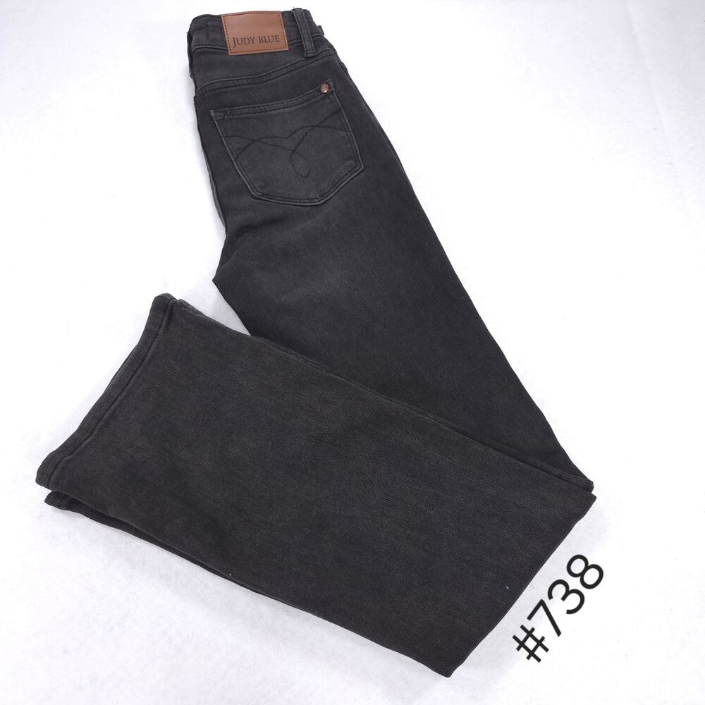 Judy Blue Boot Cut Button Zip Denim Medium Wash Jeans Womens Size 0/24R Black